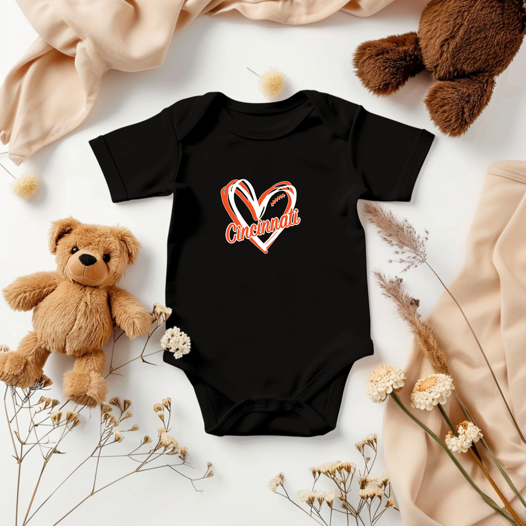 Football Heart Baby Onesie