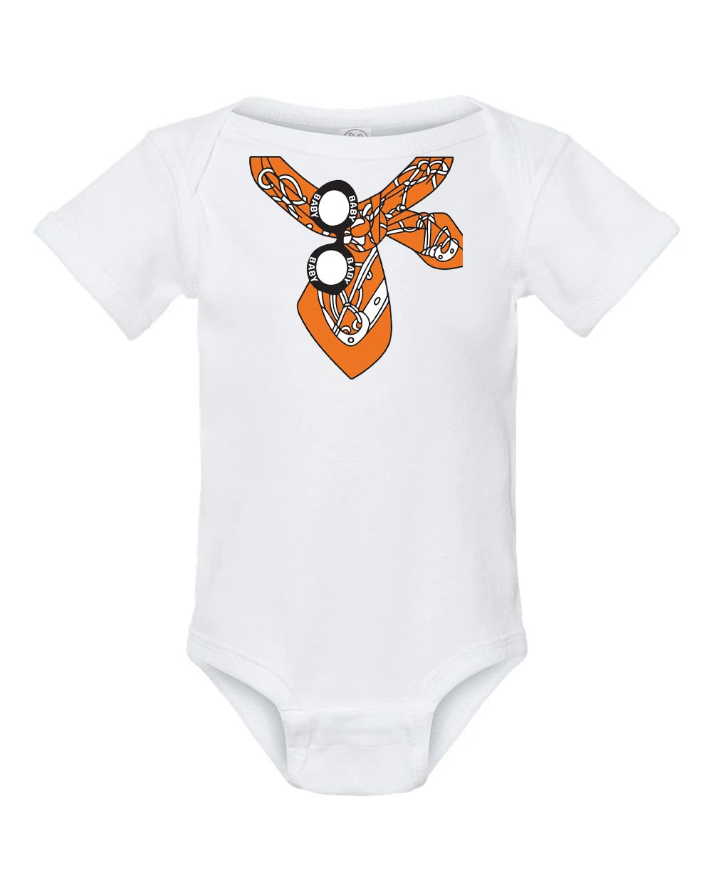 Designer Inspired Baby Onesie | Chic Orange Print Onesie | Cute Baby Gift