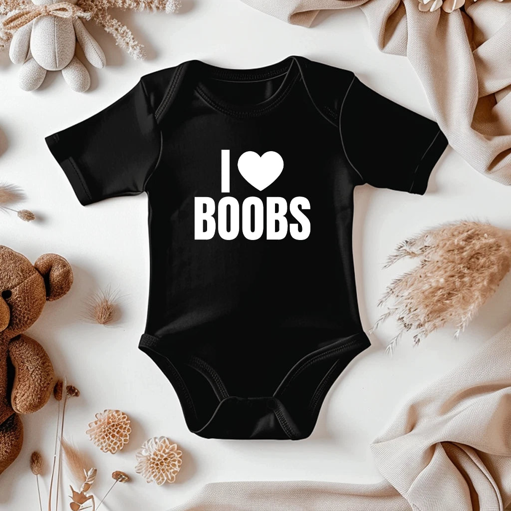I ❤️ Boobs Baby Onesie | Funny Baby Shower Gift | Cute Newborn Onesie