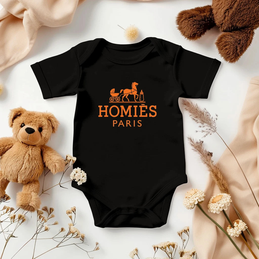 HOMIÈS PARIS Baby Onesie | Funny Designer Parody Onesie | Cute Infant Gift