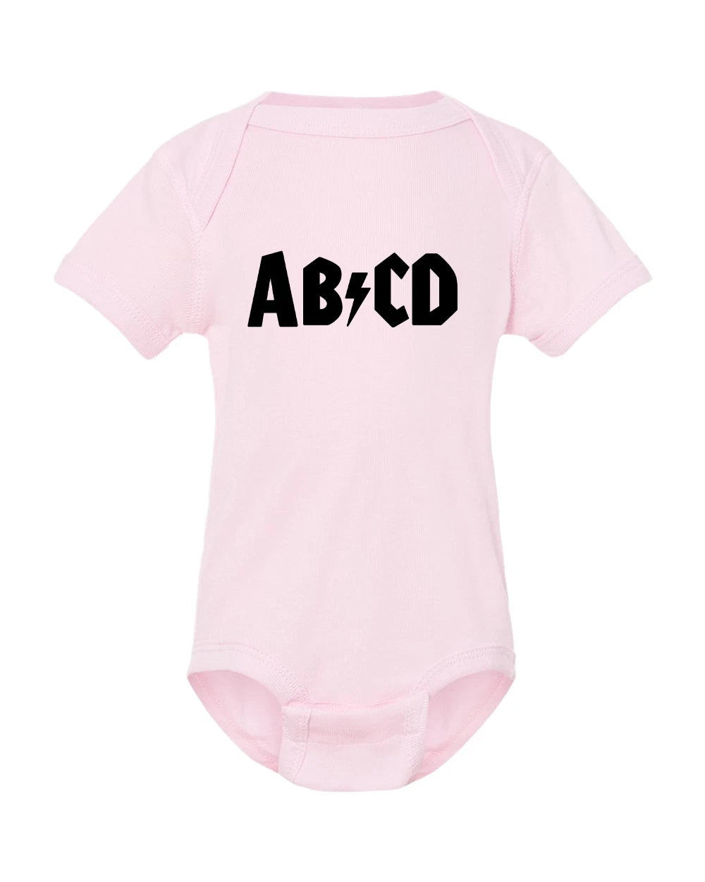 AB/CD Baby Onesie • Funny Rock Band Parody Bodysuit • AC/DC Inspired Onesie