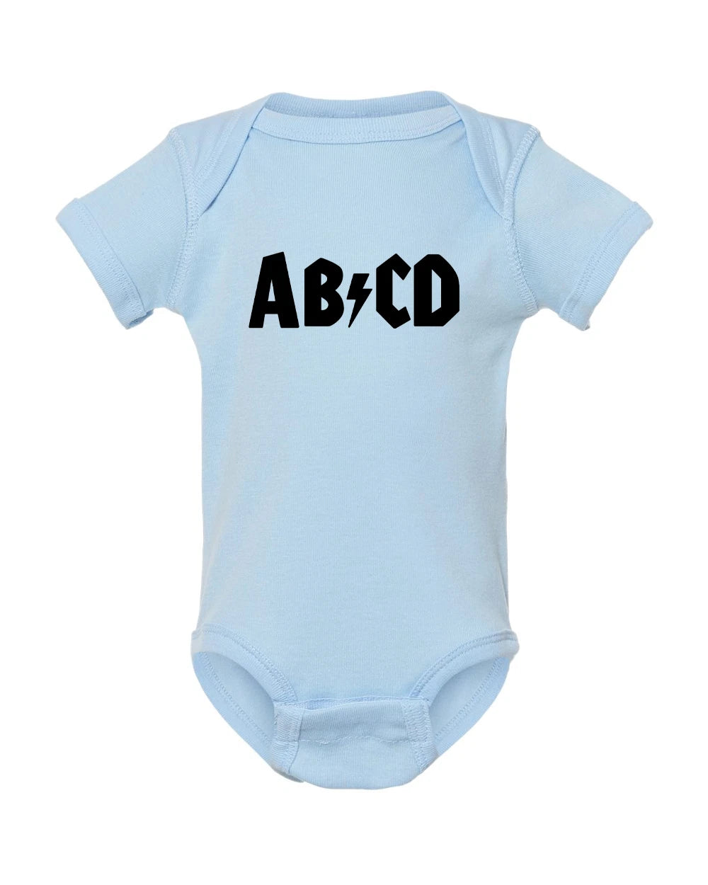 AB/CD Baby Onesie • Funny Rock Band Parody Bodysuit • AC/DC Inspired Onesie